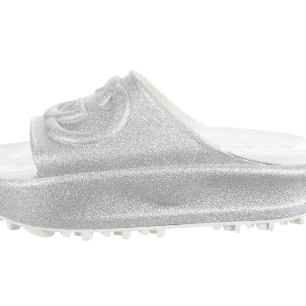 Gucci Silver Interlocking G Platform Slides - image 2